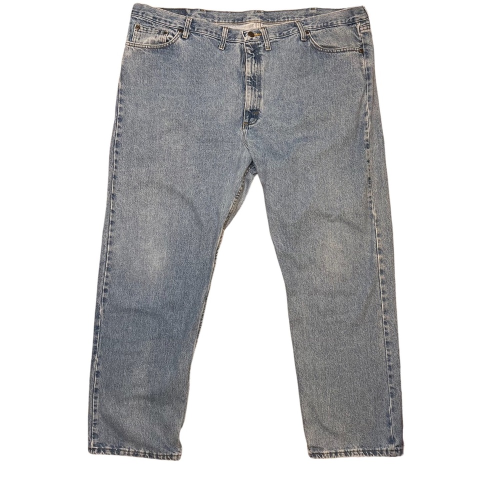 Wrangler Jeans Mens 48X31 Relaxed Fit Straight Leg Light Wash Blue Denim Cotton